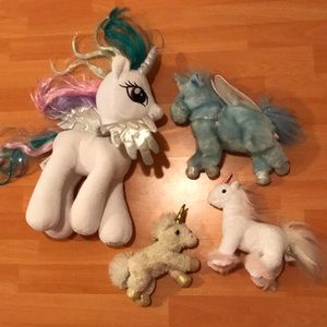 Stuffed unicorns- build a Bear, winged, jewels